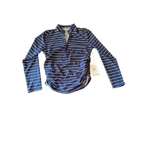 Carve Designs Rashguard Nautical Cruz Striped Half Zip UPF 50 RGST13-465-MD